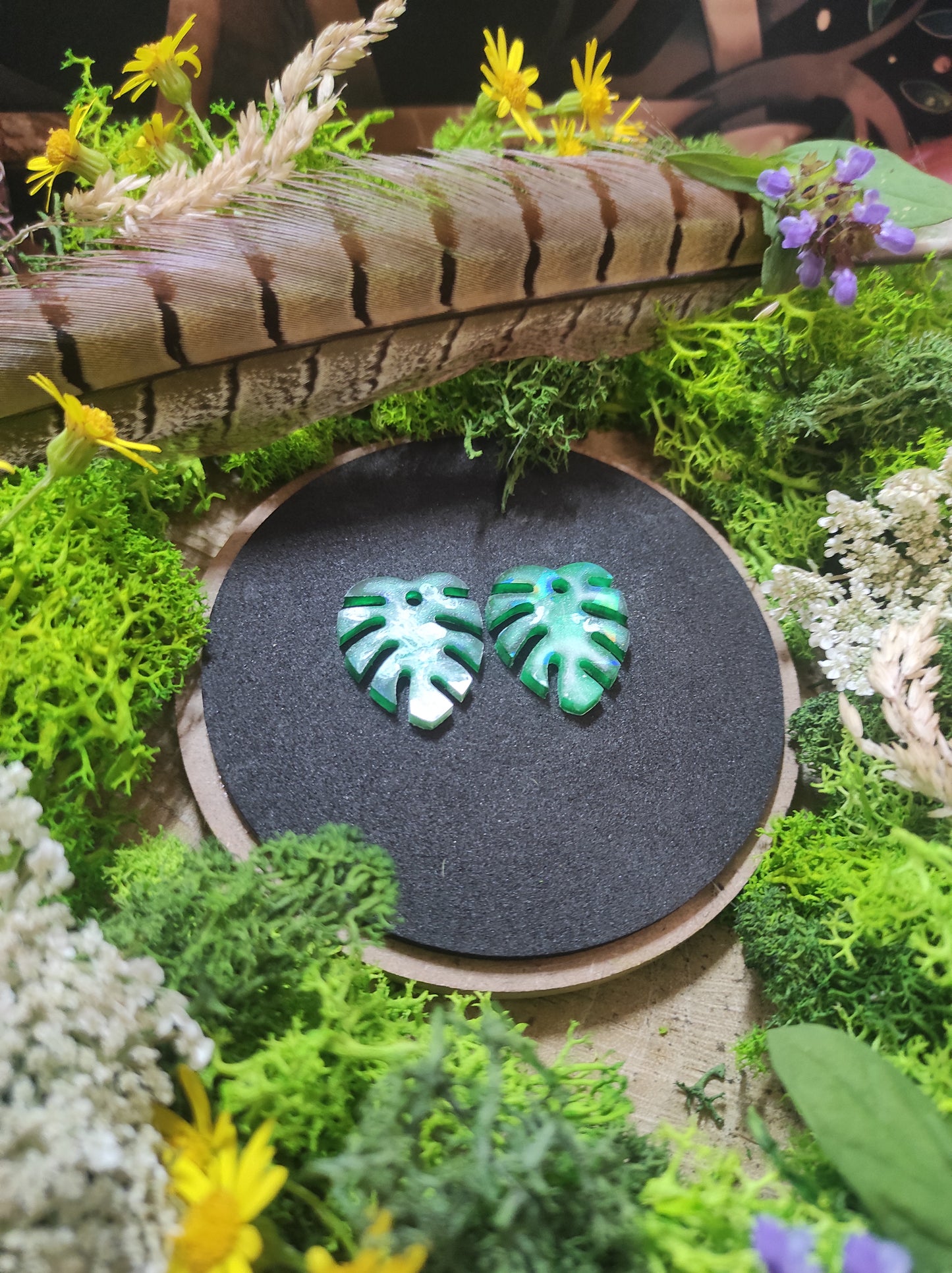 Boucle d'oreille Monstera Petit modèle 🌿