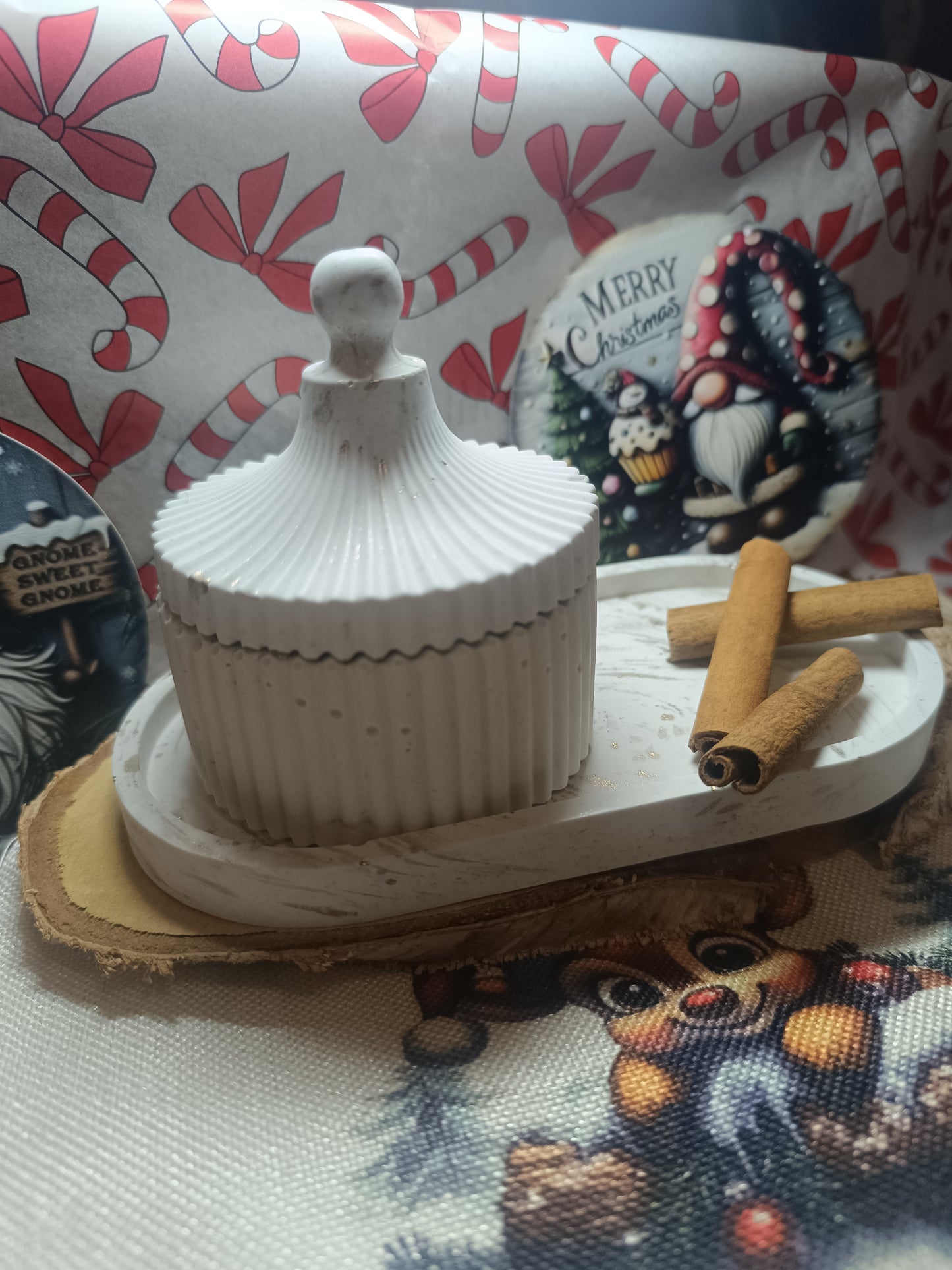 Ensemble plateau & pot en plâtre céramique